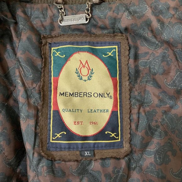 Vintage Member’s Only Men's Leather Bomber Jacket in Brown and Tan Size XL - Picture 7 of 9